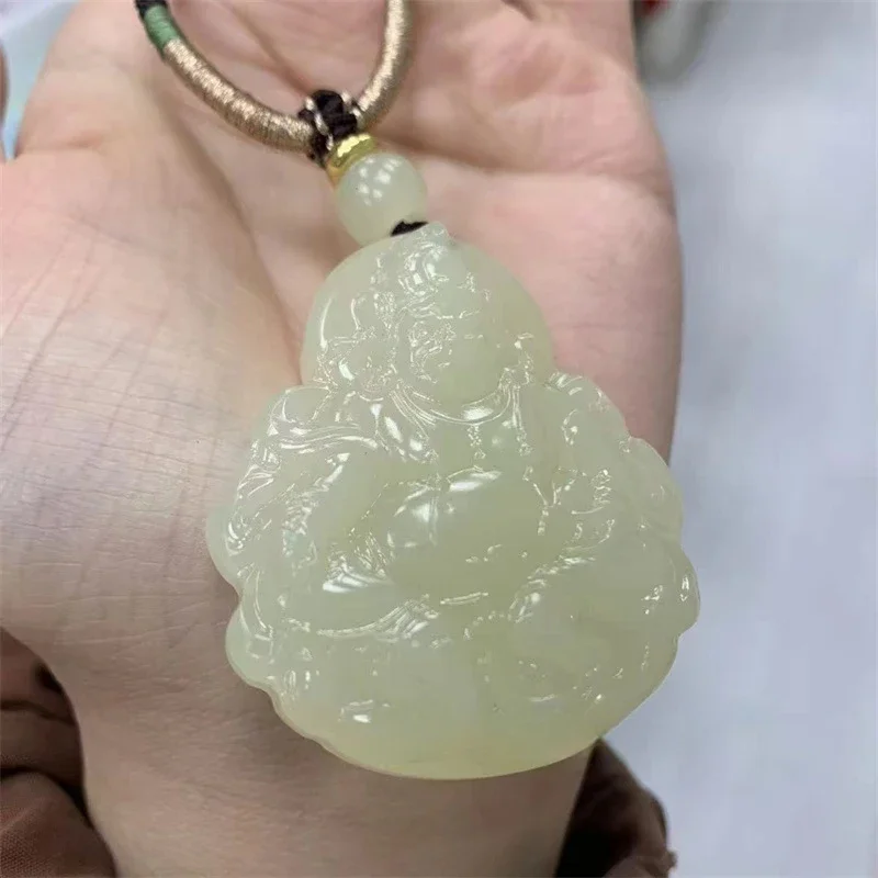 قلادة رئيسي الثروة من اليشم الأفغاني العالي باللون الأزرق والأبيض على الوجهين للرجال تجذب قلادة الثروة للنساء ذات المجال المغناطيسي المستقر