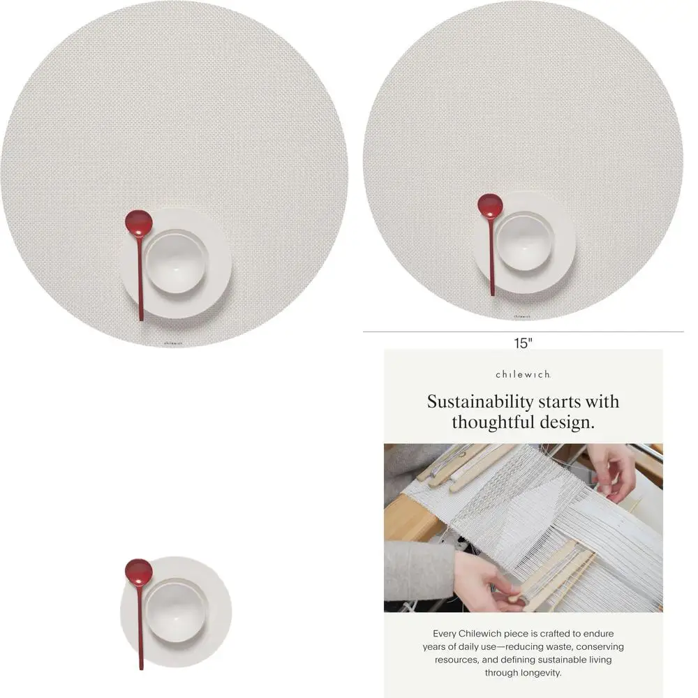 

Набор из 4 белых круглых тканых салфеток — легкий уход в помещении и на открытом воздухе — диаметр 15