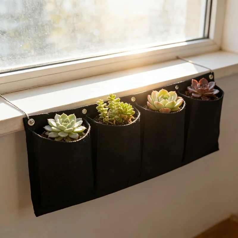Black Felt Plant Grow Bag, Wall-Mounted Flower Growing Bag for 8 Scenarios, Non-Woven Fabric Wall Greening Felt Planting Bag gallery 4
