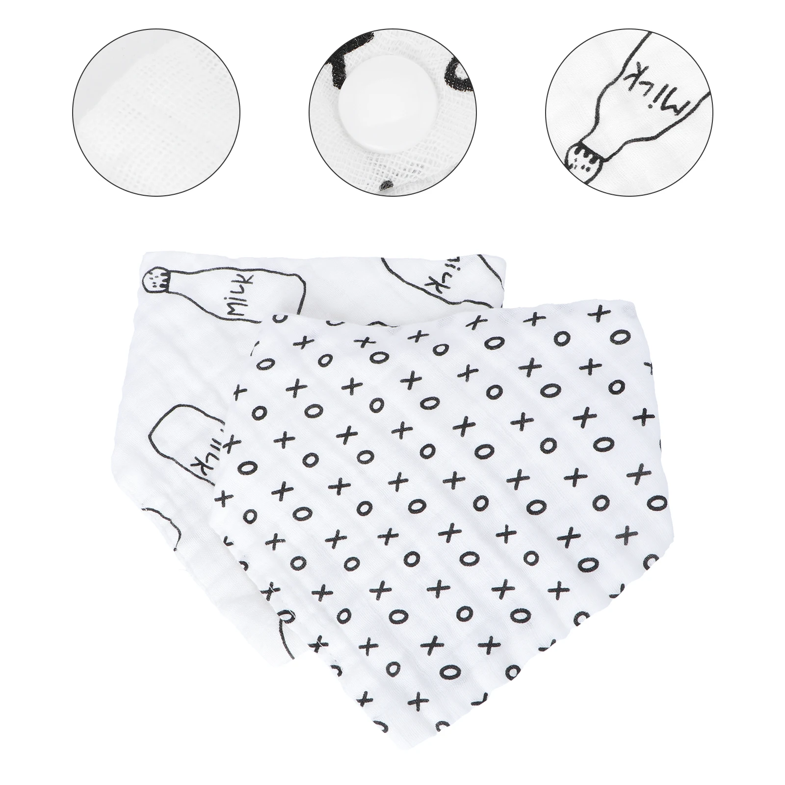 

2 Pcs Baby Bibs Cotton Infant Drool Towels Durable Absorbent Skin Friendly Newborn Burp Cloths Cartoon All Seasons