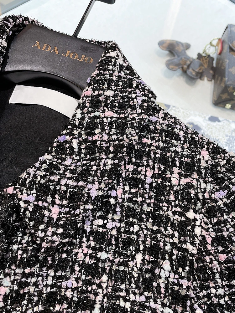 A-Linie mit hoher Taille, Dr. Bla und weiß karierter Wollrock mit Umlegekragen, Retro-Pendel-Strickrock für Damen