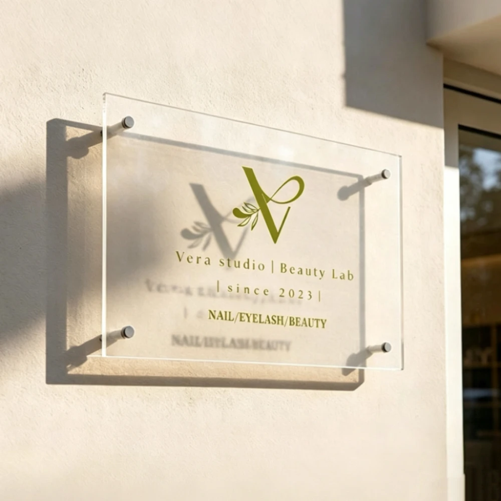 Modern Frosted Acrylic Signboard Outdoor Use Customize Logo QR Code Instagram For Company Shop Store Hotel Beauty Salon Clinic