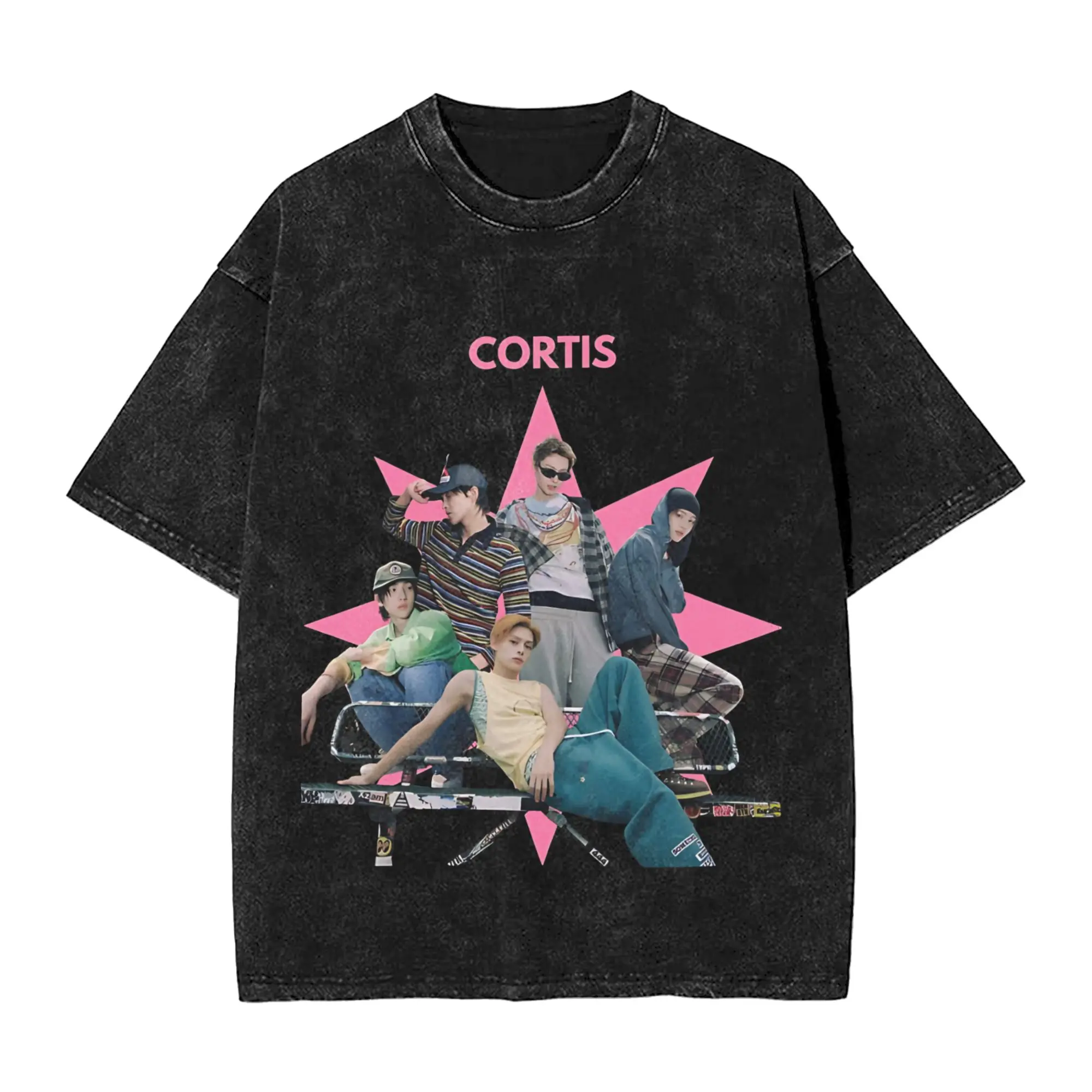 كورتيس الذهاب k البوب k-pop الفرقة المعبود تي شيرت الهيب هوب غسلها 100% القطن تي شيرت على طراز هاراجوكو للرجال النساء الشارع الشهير الصيف تي شيرت