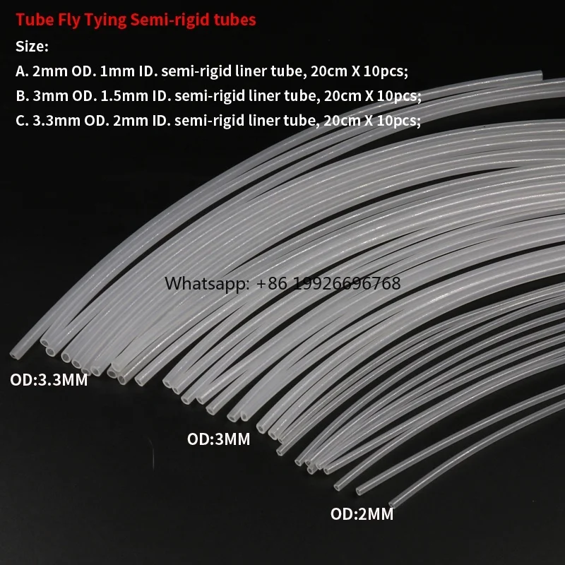 

Wholesale 20cm Fly Tying Tube Plastic Hollow Main Tube Semi-Rigid Liner Tubbing for Salmon Tube Fly Tying Material factory