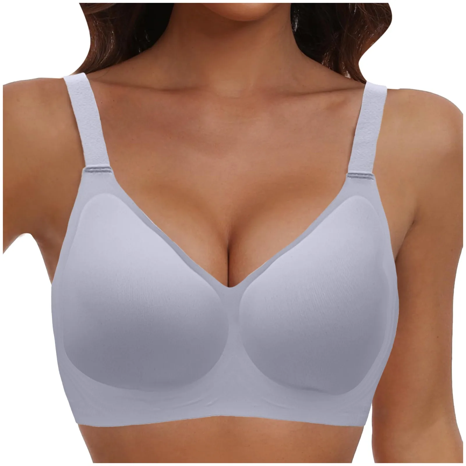 Women\'s Seamless Bras Ladies Thin Style Jelly Color Soft Breastfeeding Bra Wireless Underwear Comfortable Lingerie Deep V Gather