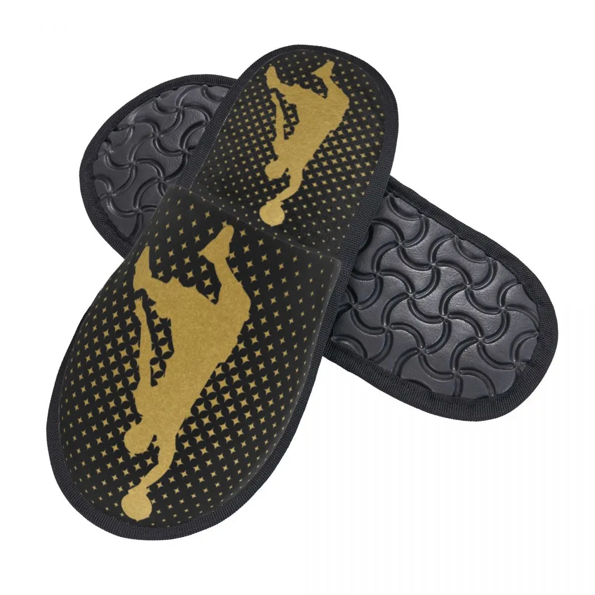 Custom Golden Basketball Player Memory Foam Slippers Women Comfy Warm Sports Lover House Slippers