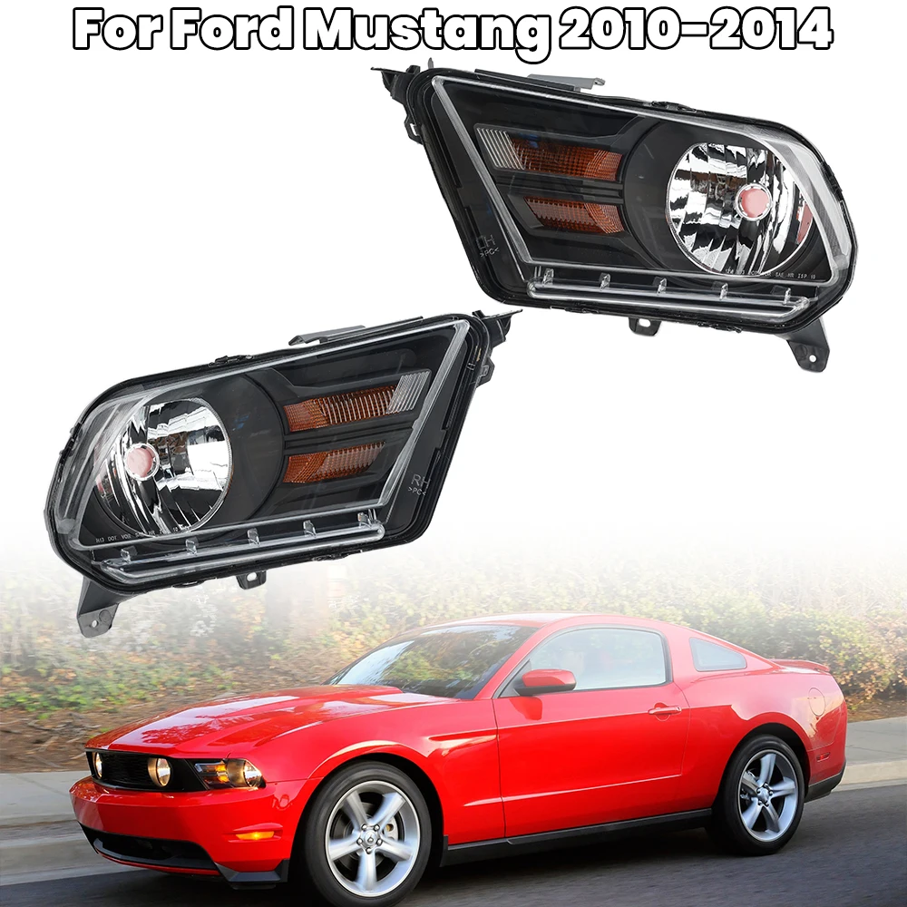 

Фара в сборе для Ford Mustang 2010 2011 2012 2013 2014, с галогенным указателем поворота, прозрачные линзы, фара DRL, цельная