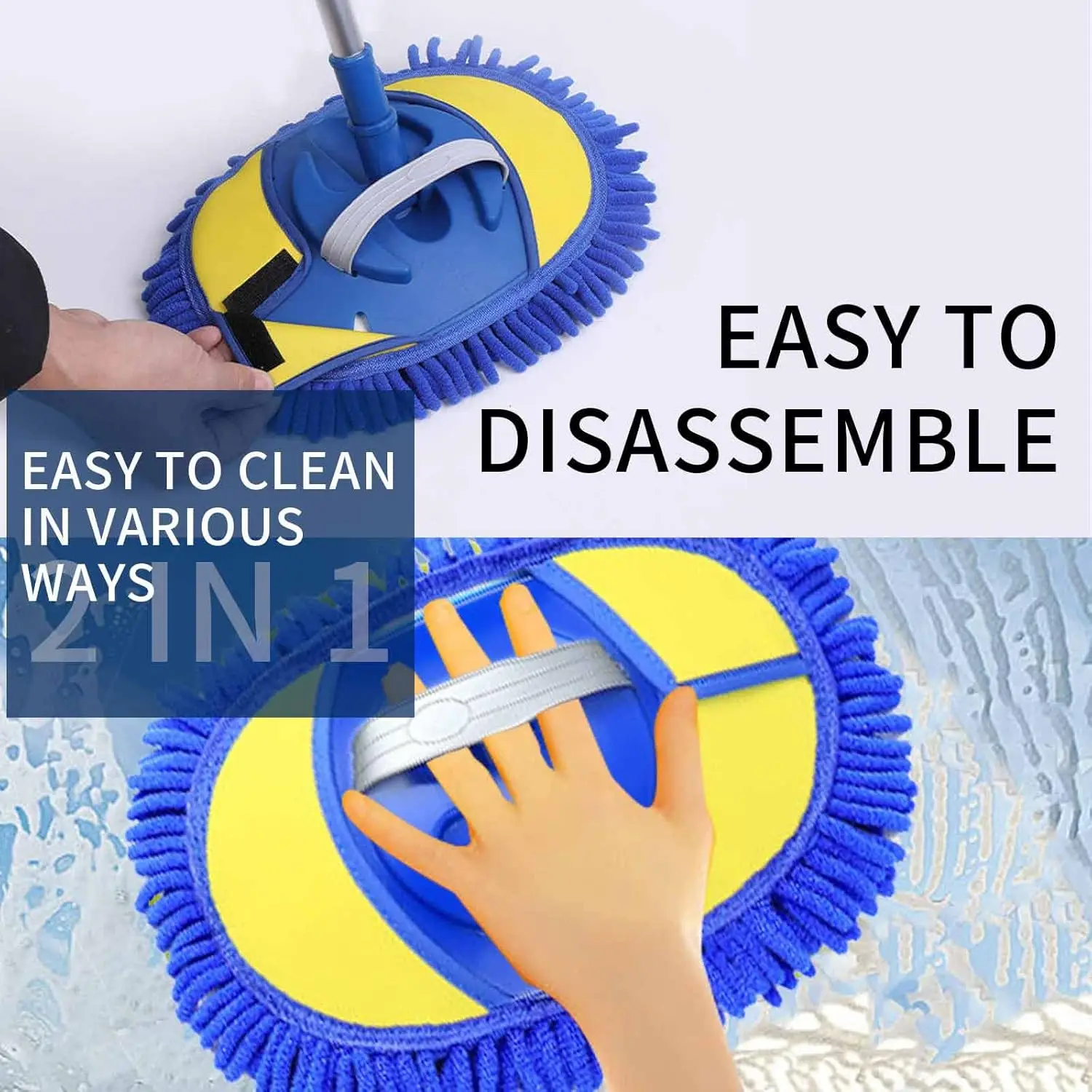 Car Wash Mop Cleaning Brush Telescoping Long Handle Cleaning Mop Retractable Bar Adjustable Super Absorbent Car Cleaning Tools