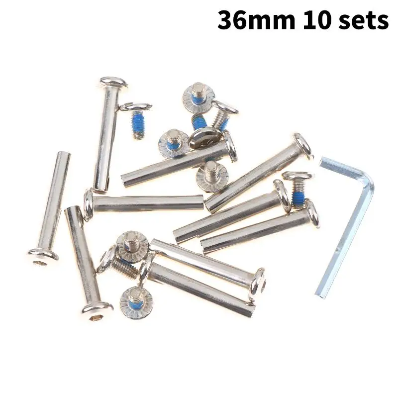 

10Sets Silver Roller Skates Parts Axle Male Female Screws Diameter 6MM *31MM/36MM For Adult Kid Free Skating Inline Skates Wheel