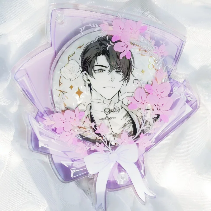 Bouquet Flower Design Acrylic Badge Holder, Bloom of Understanding Series Goods Shooting Props, Display Frame for 58/65/75mm Pin