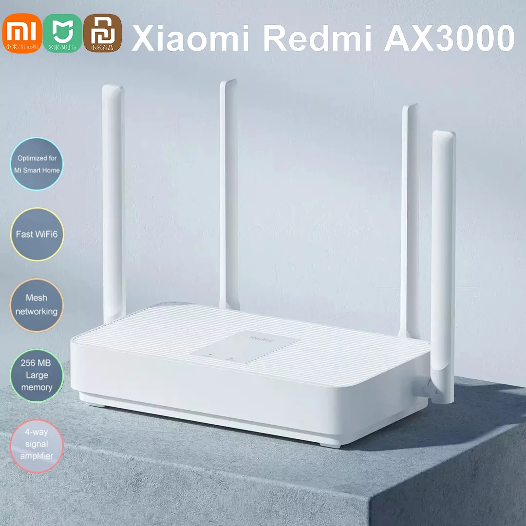 Xiaomi Redmi Router AX3000 Wifi 6 Lưới Gigabit 2.4G5.0GHz Không Dây Băng Tần Kép Dual-Core Repeater 256M bộ Nhớ Mi Nhà Amplifi