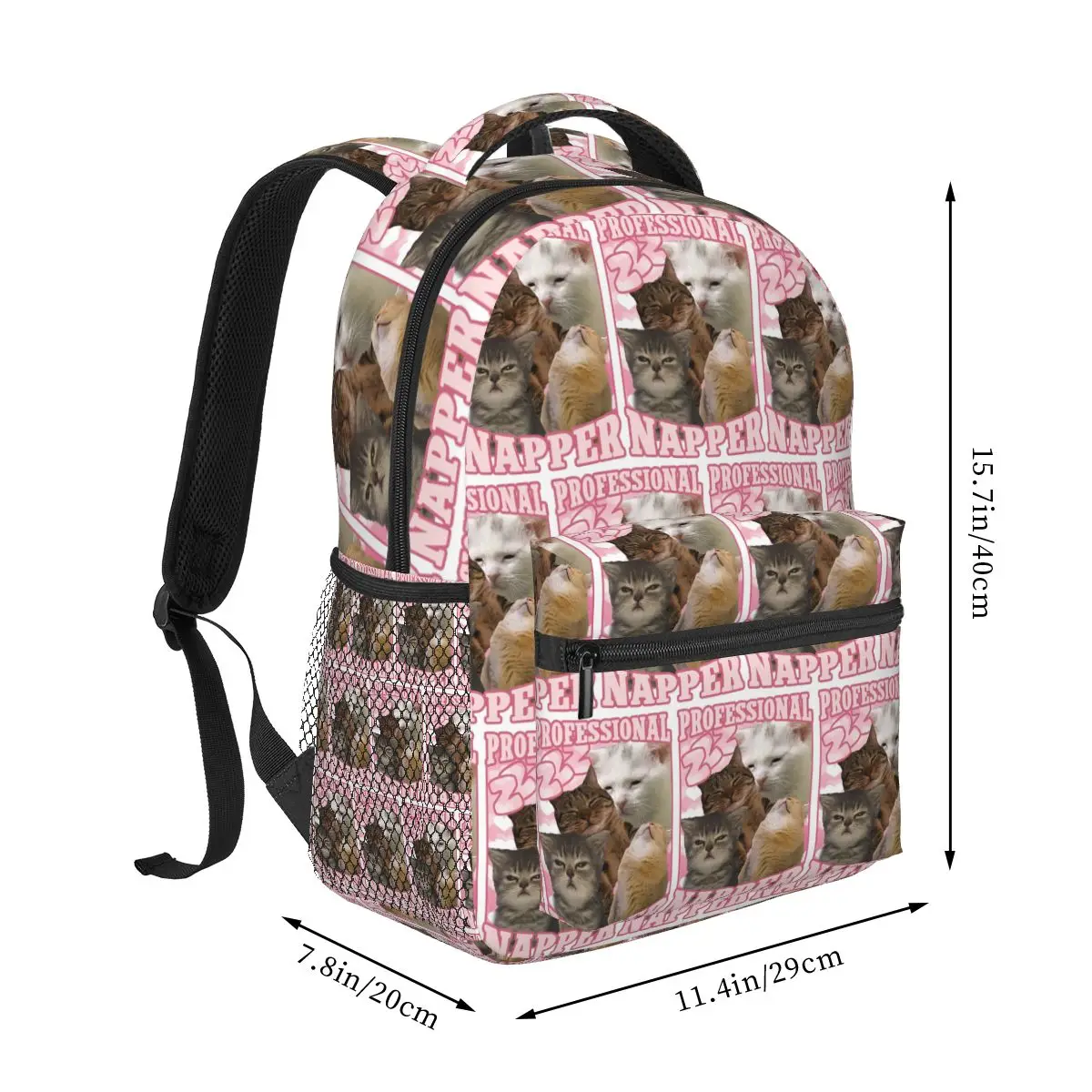 Professional Napper Cat Meme Backpacks Boys Girls Bookbag Children School Bags Cartoon  Rucksack Shoulder Bag Large Capacity