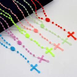 Luminous Catholic Christ Jesus Cross Plastic Rosary Crucifix Necklace Religious Church Decoration Wall Crosses Souvenirs Gifts