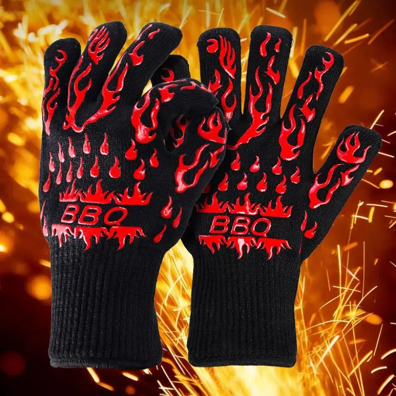 Picture 6: BBQ Gloves Non Slip Silicone Oven Gloves Fireproof Heat Resistant Cut Resistant Mitts Kitchen Gloves For Cooking