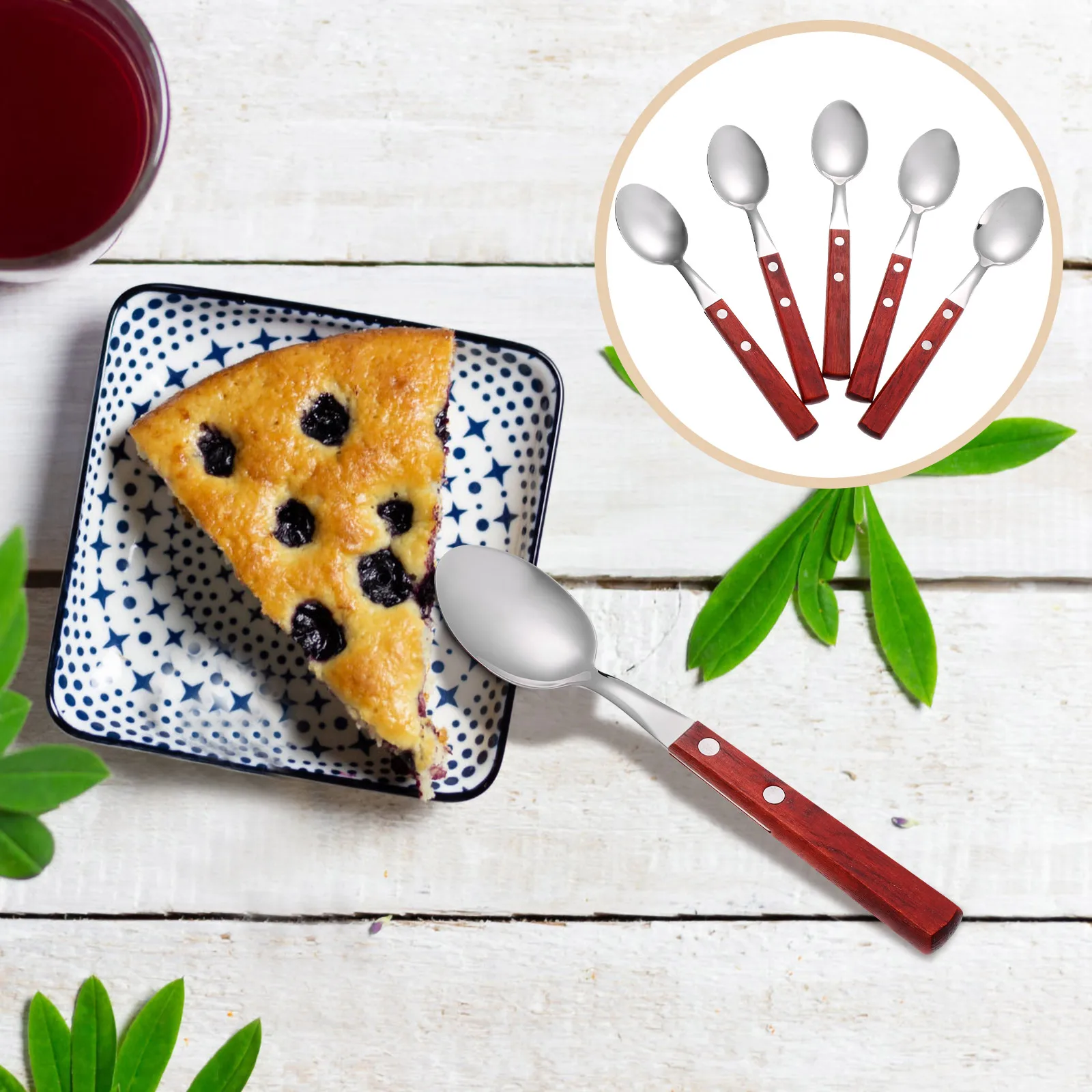 

5pcs Stainless Steel Spoon Corrosion Resistant Smooth Surface Easy Clean Comfortable Handle Afternoon Tea for Drinks