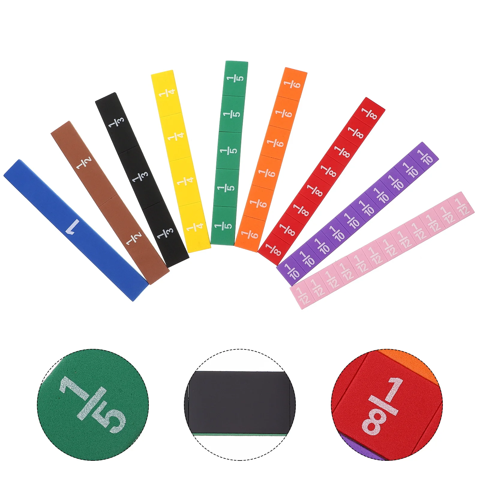 1 conjunto de peças de fração eva brinquedo educativo matemática manipulativa visualizar frações multiplicação contagem quebra-cabeça