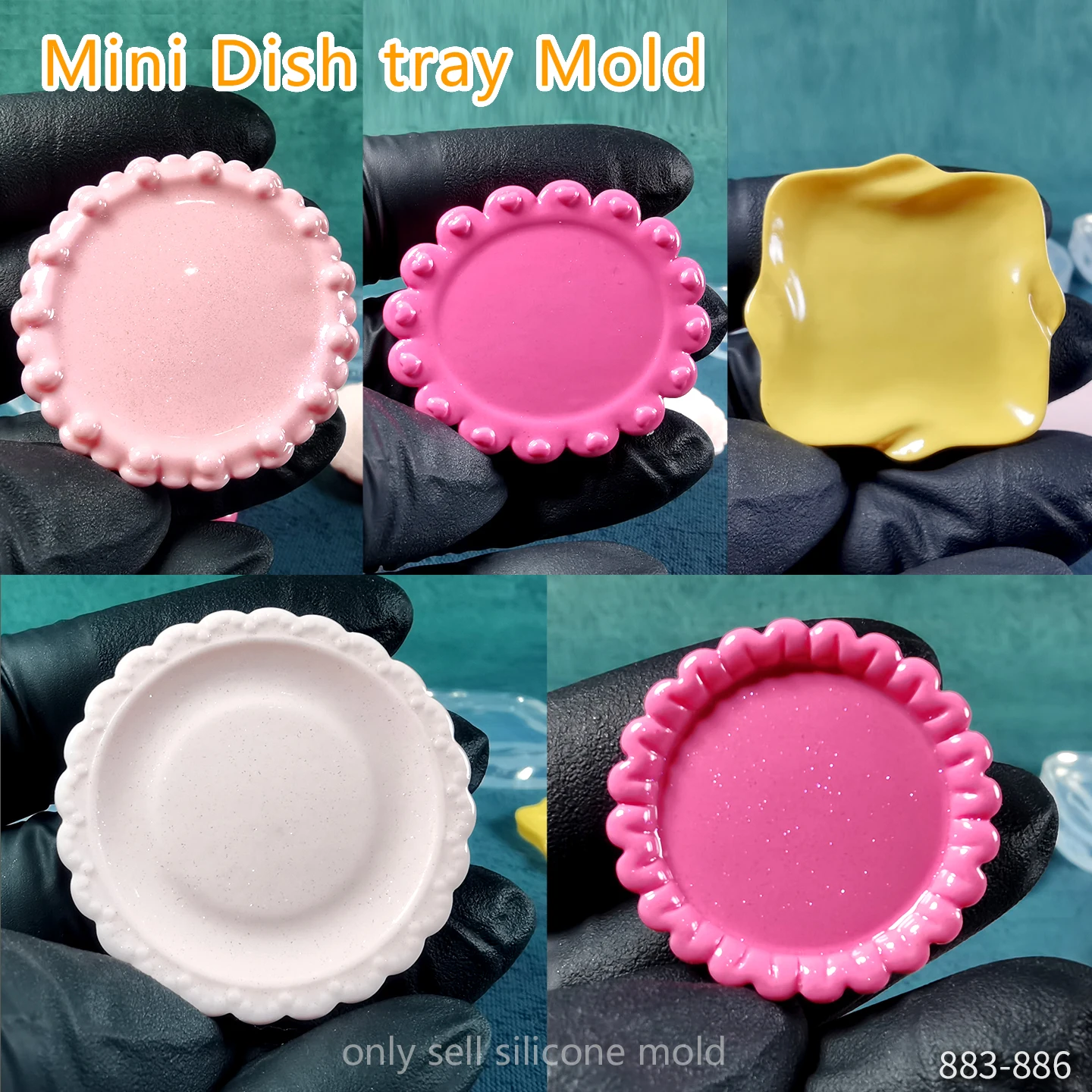 

DIY Handcraft Mini Dish tray Mold Food Play Miniature Pinching Mould Epoxy Resin Mold UV Resin Moldse