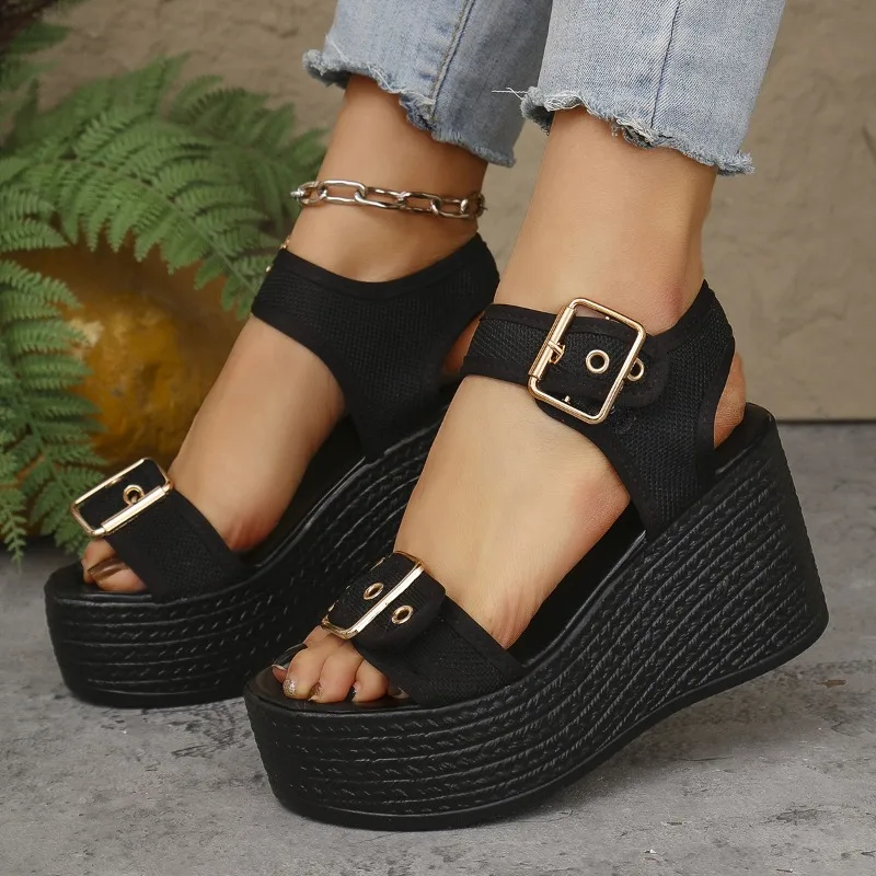 2026 New Women's Sandals Summer Women's High Heel Shoes Casual Platform Wedge Heel Fashion Open Toe Rome Sandals Sandalias Mujer