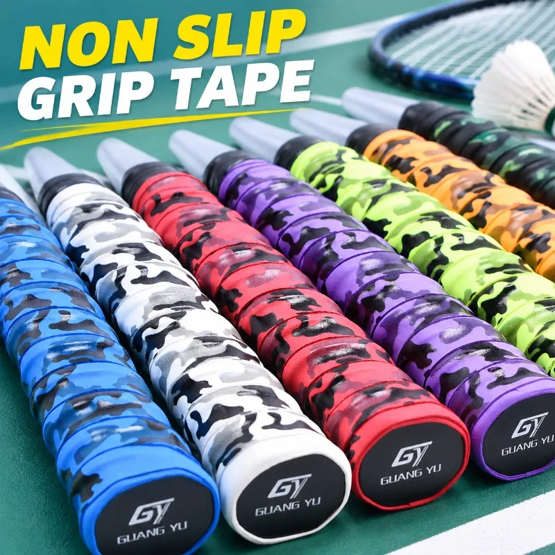 Printed Ribbed Overgrip Sweat Absorbing Non Slip Grip Tape for Badminton Tennis Racket Fishing Rod Handle Wrap Band Sports