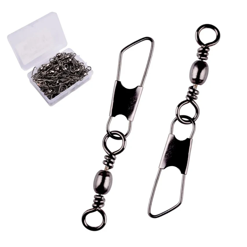 

50Pcs/ Box Brass Barrel Fishing Swivel Solid Rings Fishing Pin Line Connector Fishhook with Interlock Snap Swivels Tackle Tool