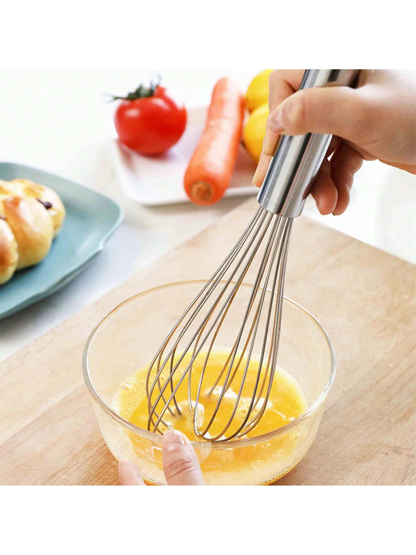 3pcs Stainless Steel egg Whisks,Whisks for Cooking, Stainless Steel Whisk for Blending, Whisking, Beating and Stirring