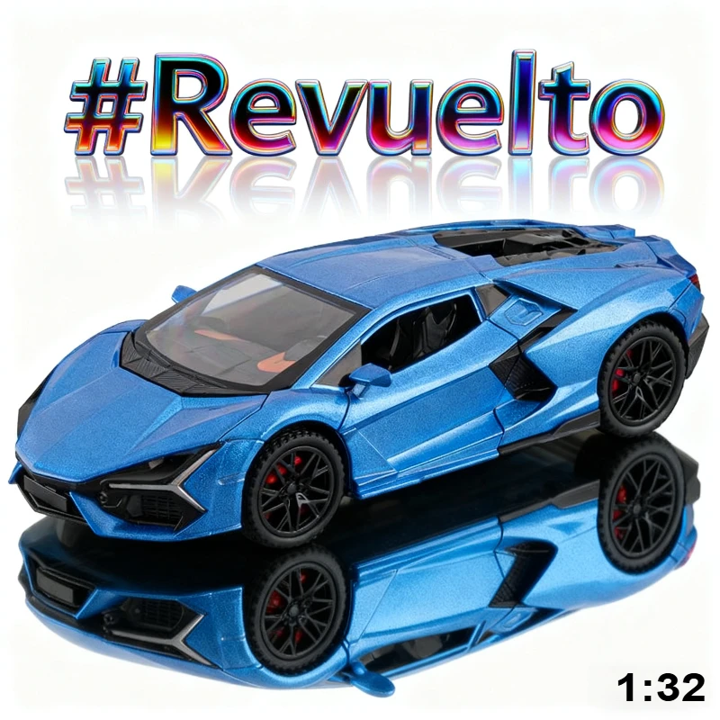 1:32 Revuelto Supercar coche en miniatura de aleación sonido y luz tirar hacia atrás juguete para niños coleccionables regalo de cumpleaños