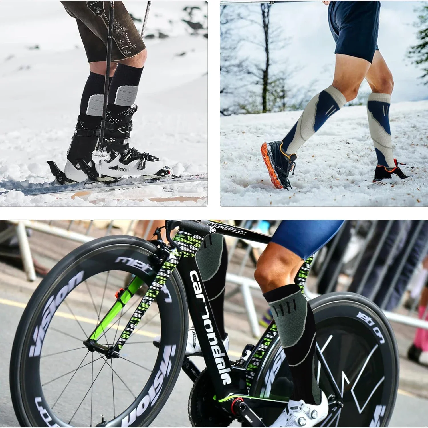 Chaussettes thermiques hautes pour temps froid, chaussettes de ski chaudes, chaussettes de snowboard, chaussettes de neige, chaussettes d\'hiver,