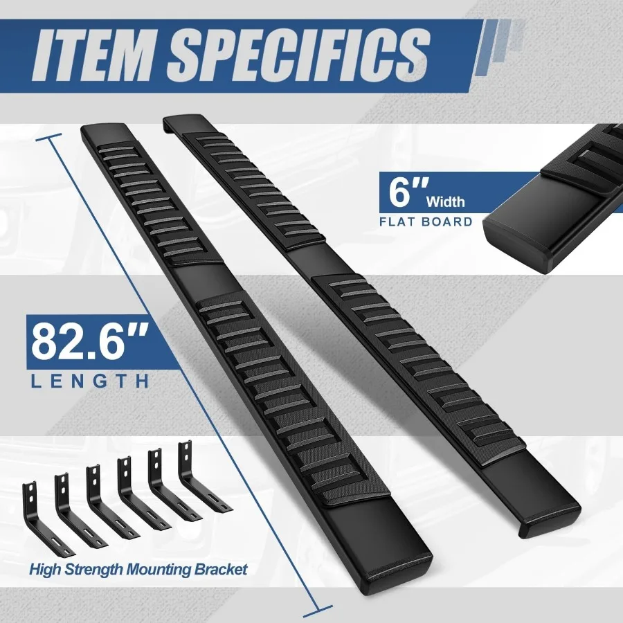 6 لوحات تشغيل للشاحنة 2005-2024 Nissan Frontier Crew Cab خطوات جانبية من الألومنيوم مع لمسة نهائية محسنة مطلية بمسحوق أسود #3