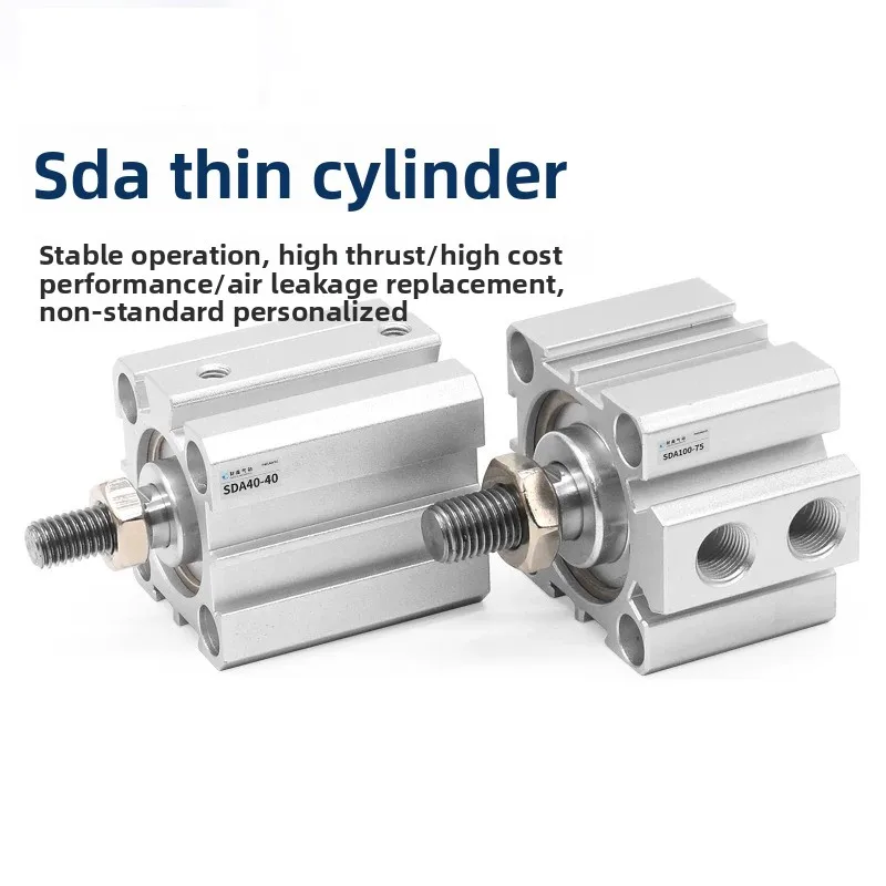 Air Pneumatic Compact Thin Cylinder SDA B Series Male Thread Bore 12 16 20 25 32 40 50 63 80mm Stroke 5 10 20 25 30 40 45 50mm