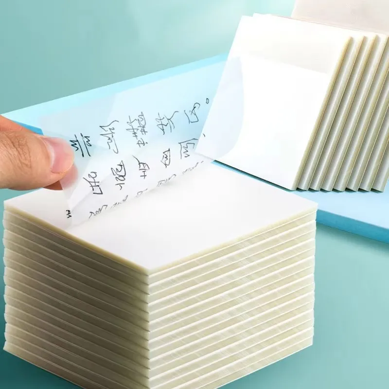 Transparent Sticky Note 50 Sheets Waterproof PET Material Notessticky Notes Adhesive Note Writing Notes Office Purposes