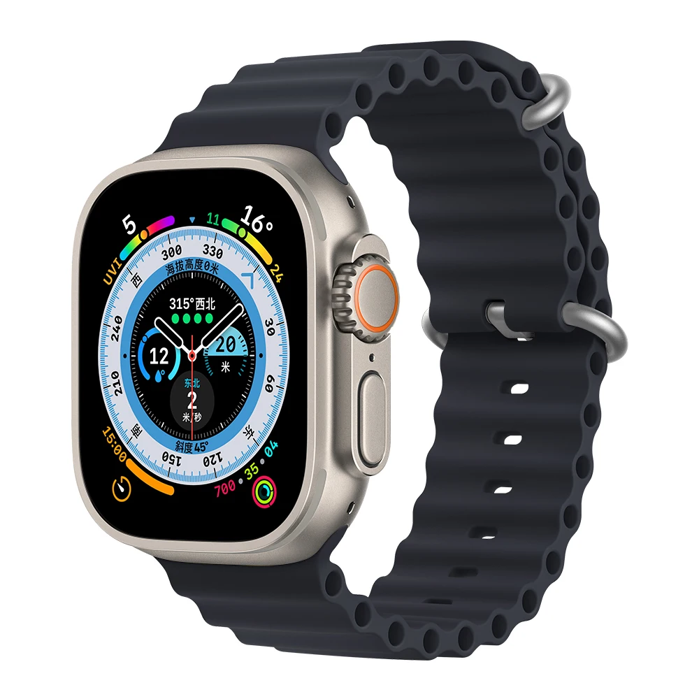 Originele Apple horlogeband Siliconen oceaan horlogeband voor ultra series 10 SE 42mm 44mm 45mm 46mm 49mm 42 44 45 46 49 mm Armband