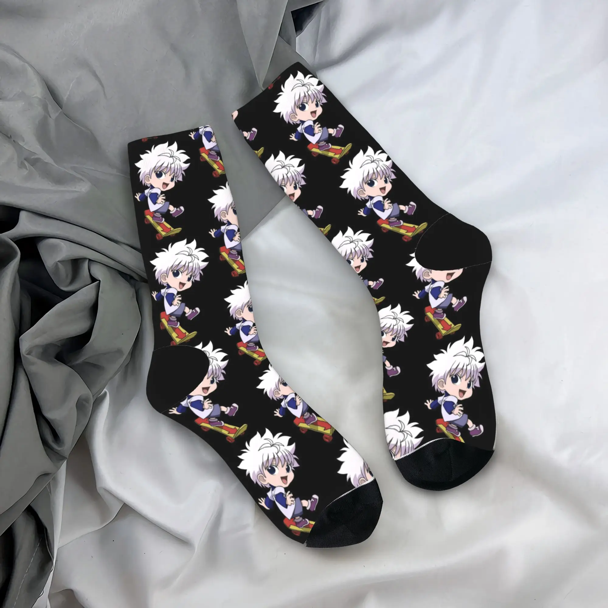 Happy Funny Men's Socks Harajuku Chibi cute HXH Killua Zoldyck Anime Sock Sport Women's Sock Spring Summer Autumn Winter