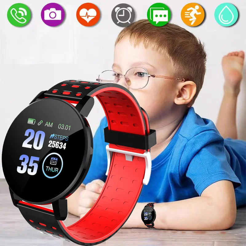 Children\'s Sports Smart Watch Led Digital Clock Waterproof Smartwatch Kids Heart Rate Monitor Fitness Tracker Watch Boy and Girl