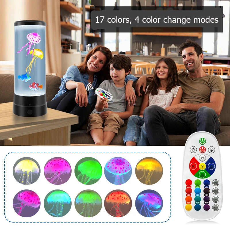 Jellyfish Lamp LED Aquarium Night Light Remote Control 17 Colors Changing Home Decoration Lighting Atmosphere lamp Gift for Kids