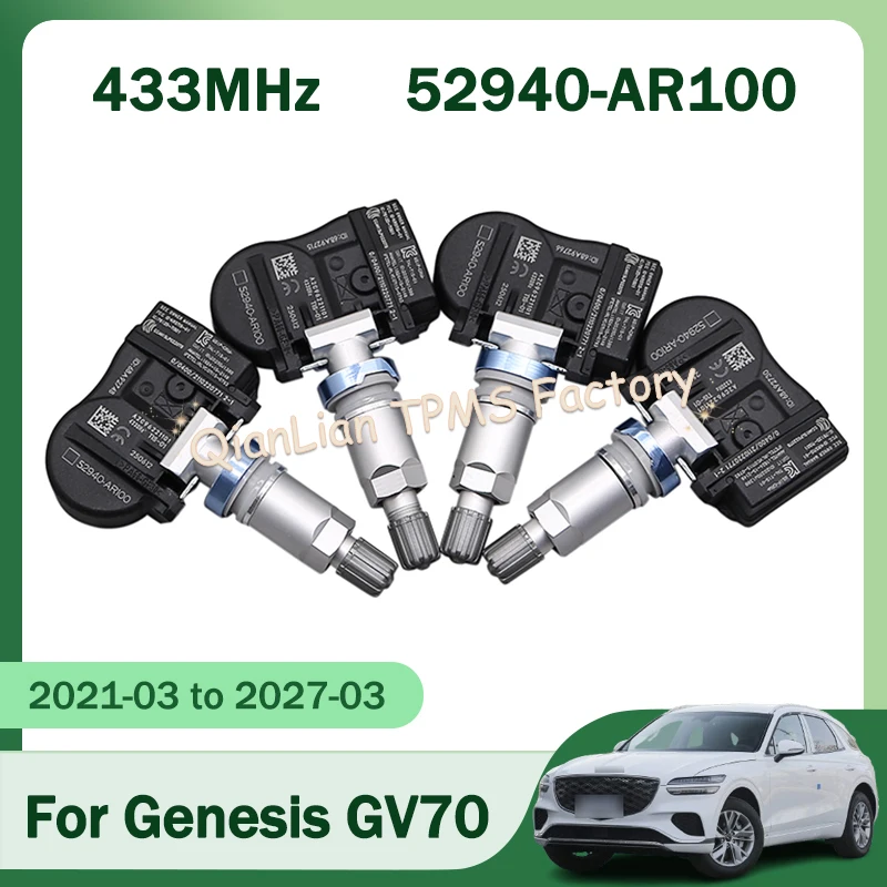52940-AR100 52940AR100Sistema de sensores de neumáticos de coche Sensor TPMS 1/4 Uds 433MHz para accesorios de coche Genesis GV70