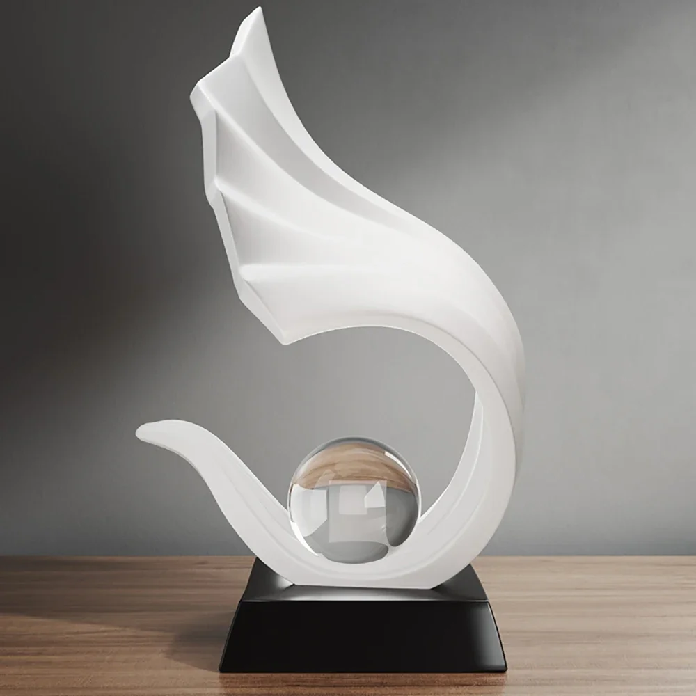 Minimalismo Home Living Desk decorazioni astratta onda irregolare statua sfera di cristallo interni armadio ornamento sculture in resina