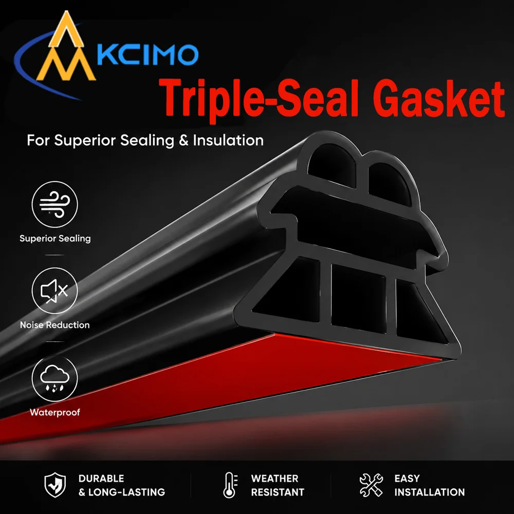 Triple Layer Automotive Rubber Sealing Strip 5/10M Car Door Engine Cover Trunk Gap Filler Noise Reduction Weather Seal
