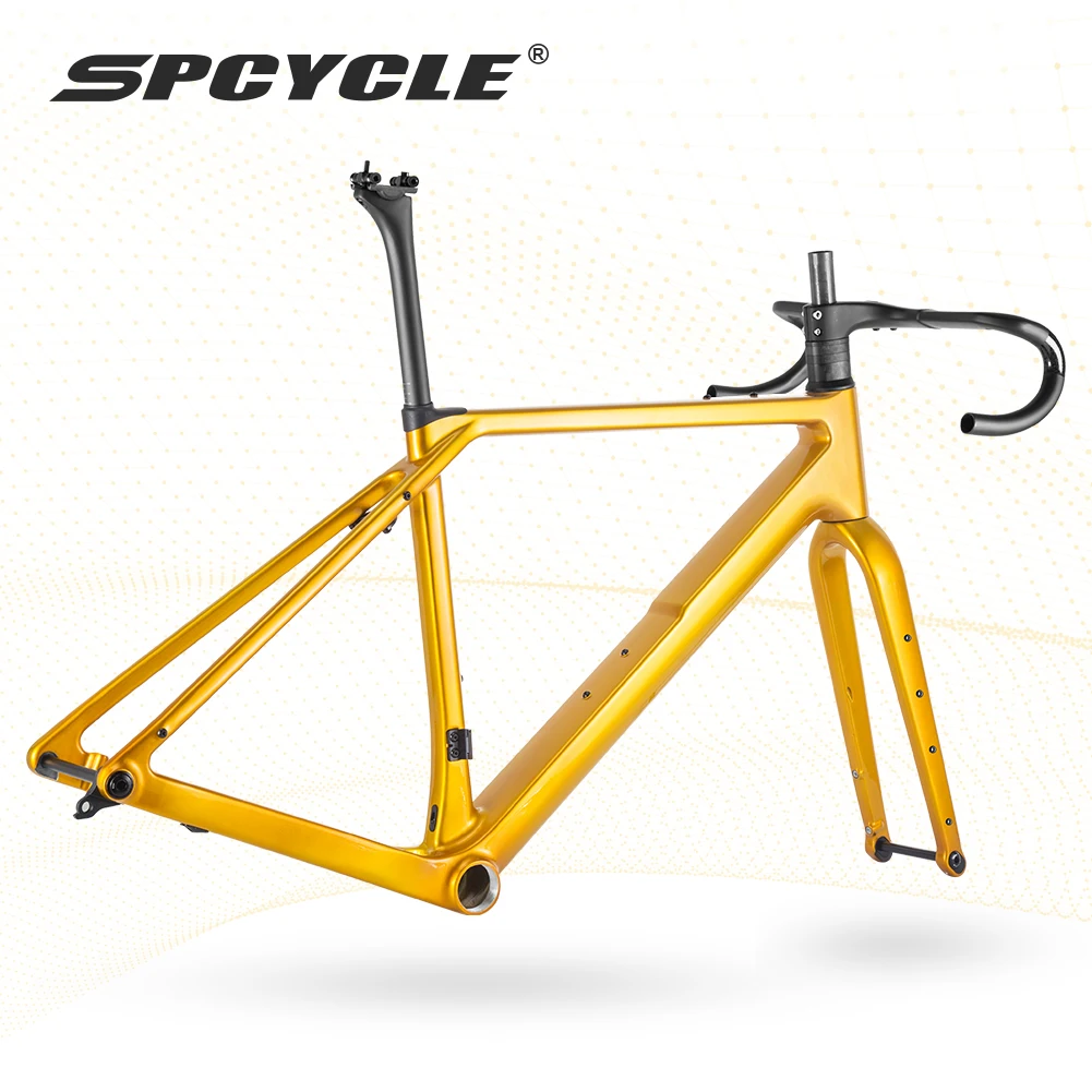 Spcpycle G068 Carbon Gravel Bike Frame 700x47C Race Gravel Bicycle Frameset With HB-068 Integrated Handlebar