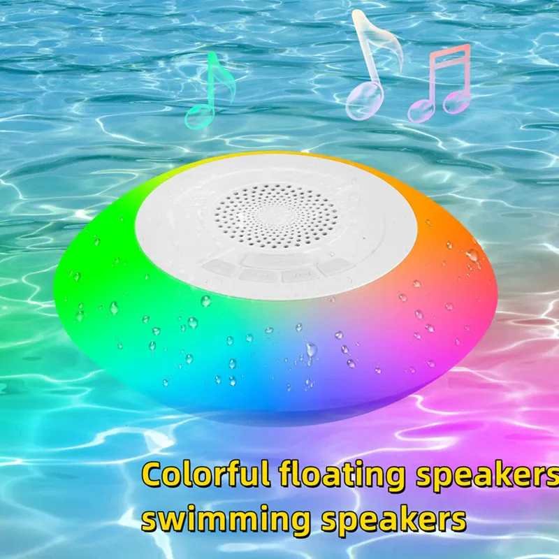 IPX7 Waterproof Shower Bluetooth Speaker Bathroom LED Colorful Pool Lights Music Stereo Sound Microphone Float Water Pool Bath