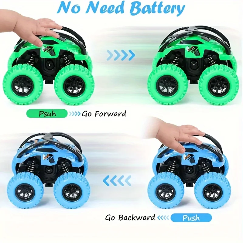 مجموعة شاحنة وحش للأطفال من عمر 3 إلى 6 سنوات - تشغيل يدوي، لا تحتاج إلى بطاريات - هدية مثالية لعيد الفصح وعيد الميلاد - 6