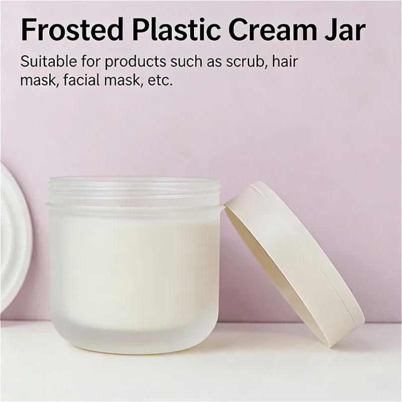 

300/400ml Frosted PP Cream Jar with Spoon, 89-Tooth Texture Cleansing Balm Container, Refillable Face Mask Mud Pot