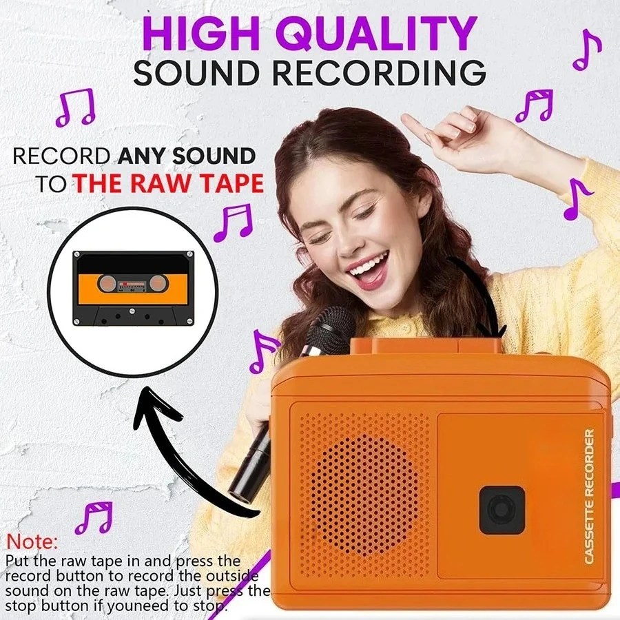 Portable Cassette Player Tape Recorder Built-in Speaker Microphone  Digitizes Cassete To MP3 Converter Support Windows/Mac OS