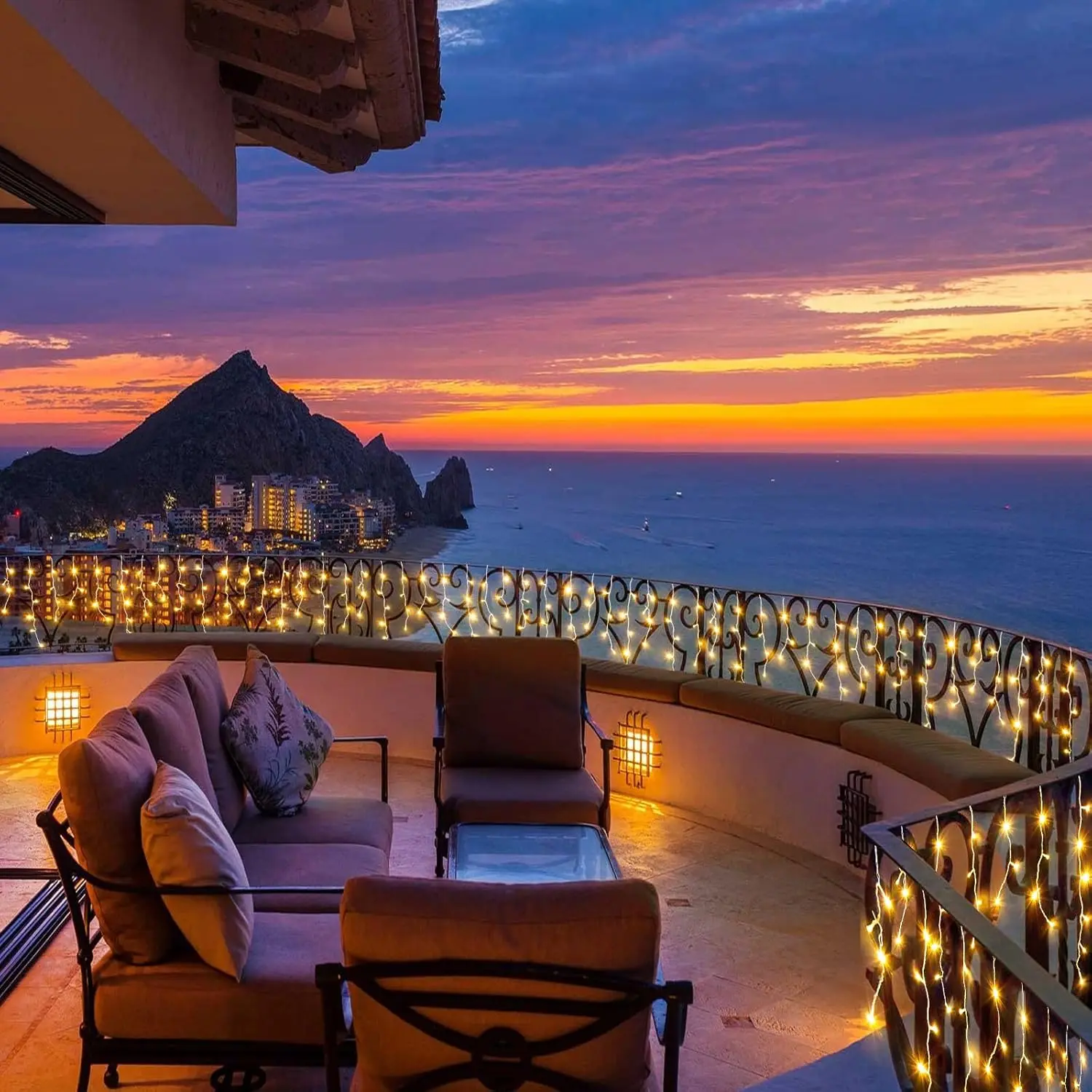 Outdoor Christmas Icicle Light 100LED 8 Modes Waterproof Plug Connection String Light Suitable for Courtyard Party Decoration