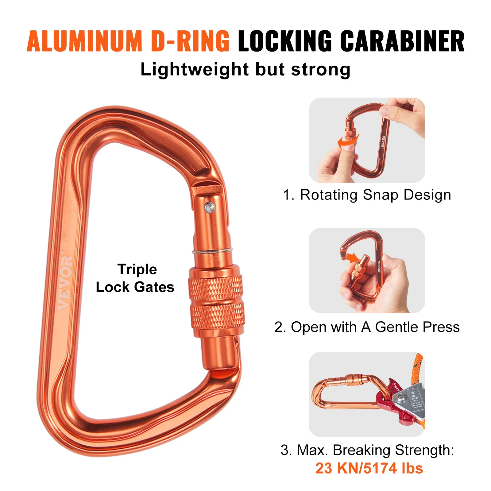 VEVOR 16/12,7 mm Nucleo in acciaio Flipline Arborist Flipline per arrampicata sugli alberi 30KN Tensione di rottura per protezione anticaduta Scalatore di alberi