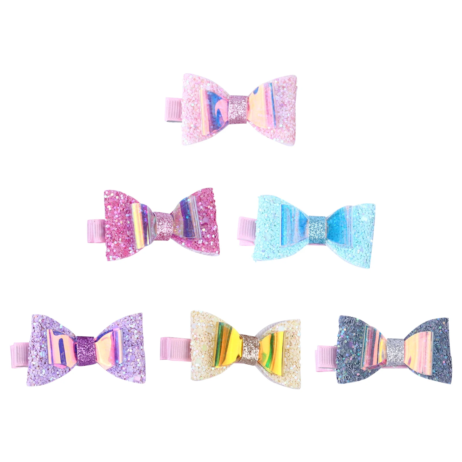 

6pcs Glitter Sequins Hair Bows Shiny Hairpins Hair Accessories Comfortable Easy Wear Barrettes For Birthday Christmas