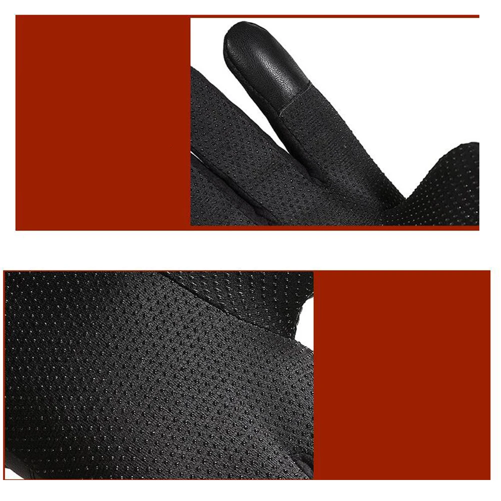 

1 Pair Windproof Motorcycle Gloves Thickened Pu Warm Touchscreen Compatible Outdoor Sports Gloves For Cycling Climbing