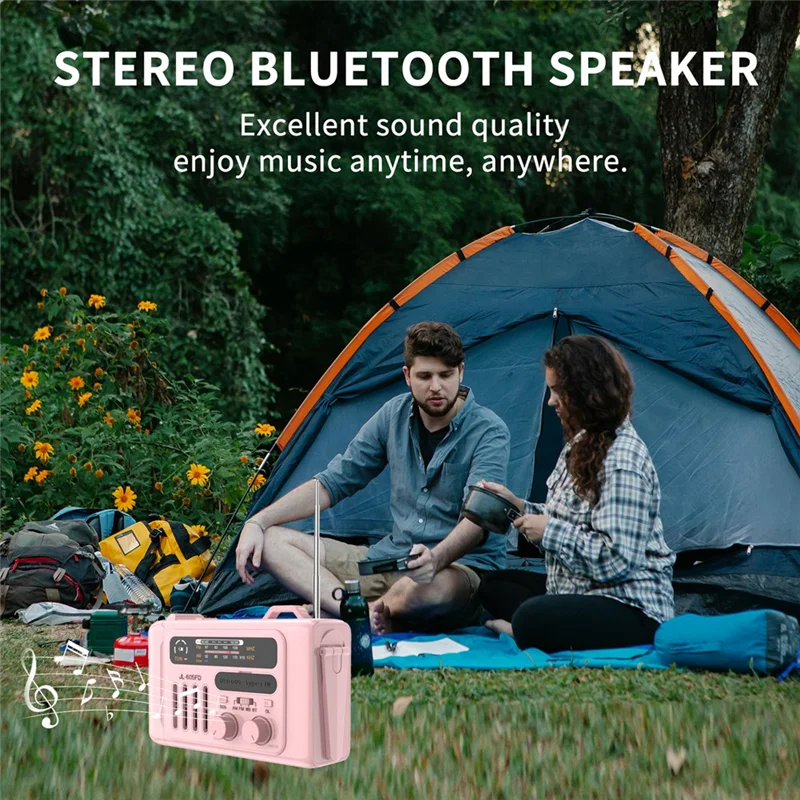 ABSQ-Multifunctional Solar Hand Crank Radio Portable AM/FM/NOAA Radio Bluetooth Speaker With LED Reading Lamp For Outdoor