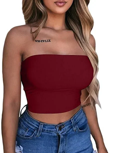 

Strpless Sexy Tube Tops Women 2022 Skinny Summer Off Shoulder Blue Y2k 90s Sexi Crop Top Streetwear