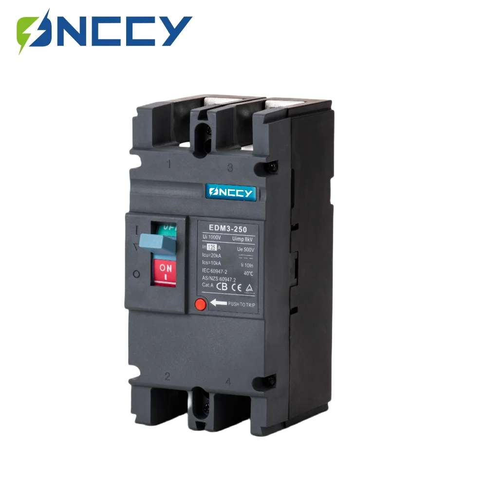 ONCCY DC MCCB 250A Solar Molded Case Circuit Breaker Overload Protection Switch Protector Battery Photovoltaic System Protector