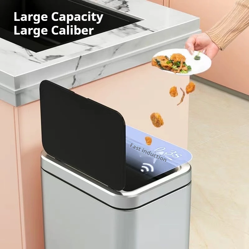 Stainless Steel Kitchen Trash Bin Automatic Sensor Smart Trash Cans Toilet Smart Garbage Bucket Waste Bins Dustbin 9/13L